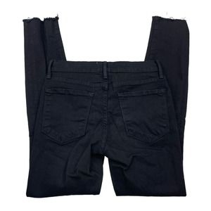 Frame Le Skinny de Jeanne Womens Distressed Raw Step Hem Stretch Black Jeans 26